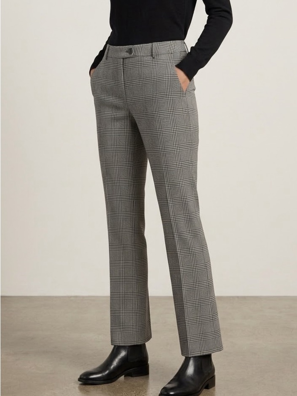 Calvin Klein Black White Houndstooth Plaid Modern Fit Trouser Pants Size 4